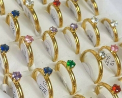 Anel Soltário Dourado 4mm - Aço Inoxidável - comprar online