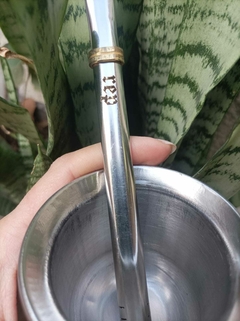 Bombilla Acero Chata con virola - comprar online