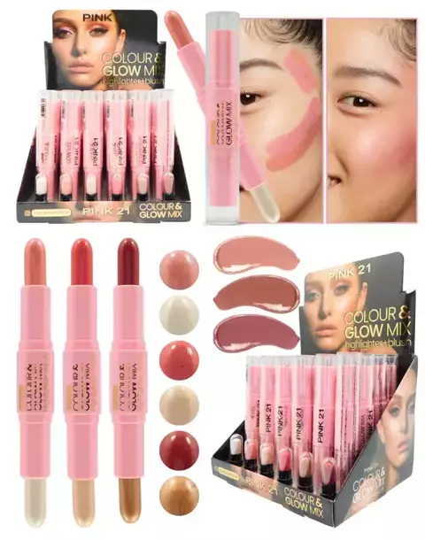 Iluminador + Rubor Colour y Glow Mix Pink 21 - comprar online