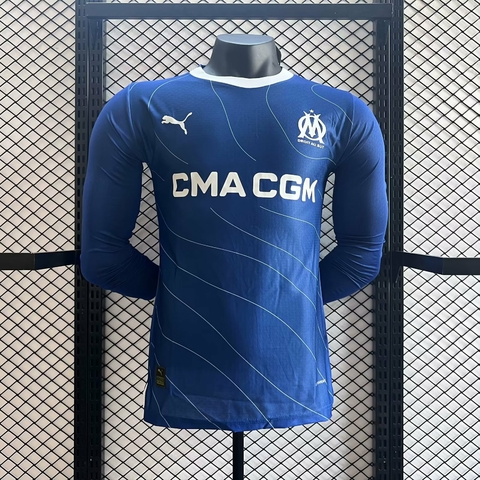 Camisa Marseille 23/24 away Jogador Manga Longa Puma Masculina - Azul