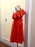 vestido linho laranja ombro só