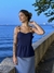 Blusa peplum azul com alça de resina - loja online