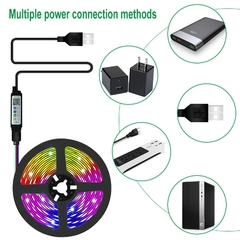 Tira de luces LED de 1-5M, cinta Flexible con USB, 5050 Bluetooth, RGB, SMD, DC5 - tienda en línea