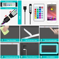 Tira de luces LED de 1-5M, cinta Flexible con USB, 5050 Bluetooth, RGB, SMD, DC5 - tienda en línea