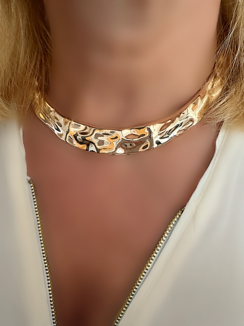 Chocker martelado banhado ouro 18 k - comprar online