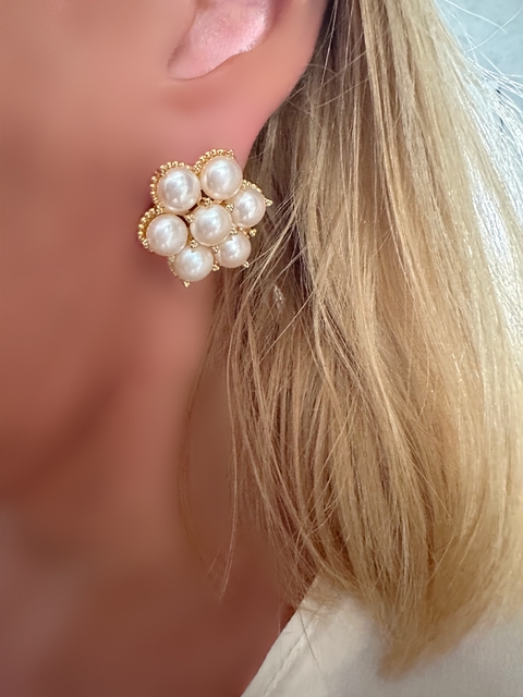 Brinco pérolas shell banhado a ouro 18 k - comprar online