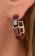 brinco pedra granada banhado a ouro 18 k - comprar online