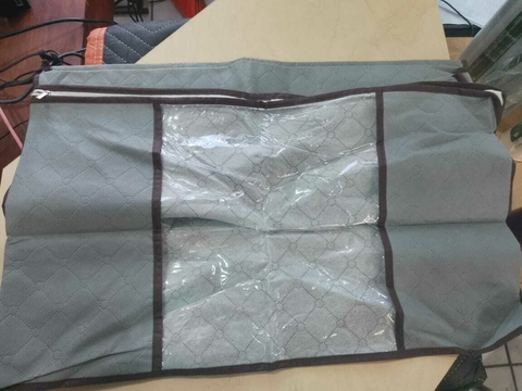 Bolsa de almacenamiento de tela gruesa con mango reforzado y ventana transparente