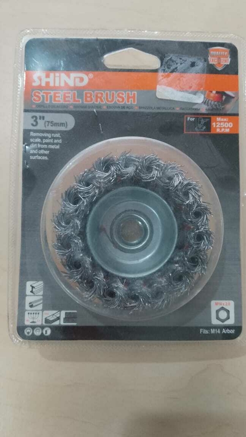 Cepillo de acero shind de 3 pulgadas elimina óxido, sarro, pintura, suciedad del metal y otras superficies