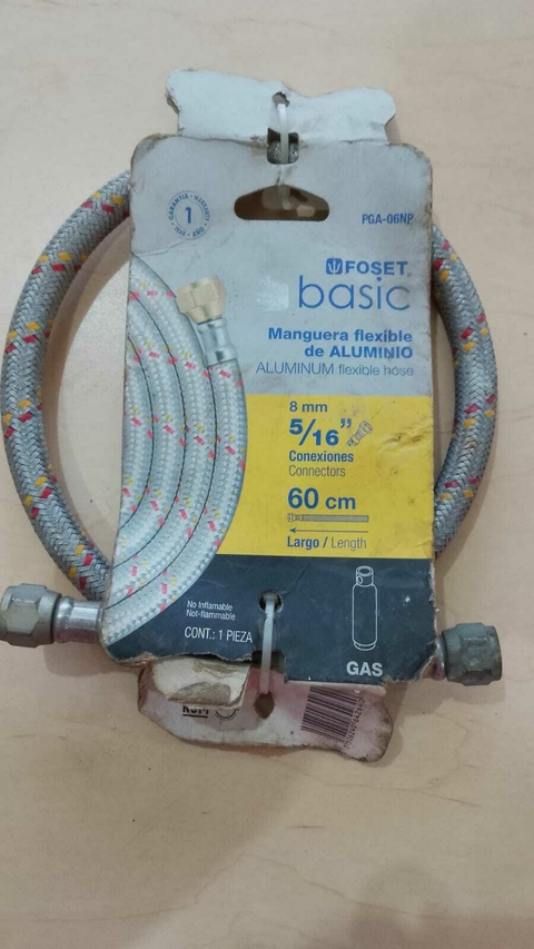 Manguera flexible de aluminio 8/16 x 60cm foset FGA-06NP