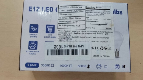 Kid de 6 bombillas led E12 Globe bulb 6w