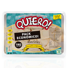 RAVIOLES DE POLLO Y ESPINACA QUIERO X 1 KG [#00451]