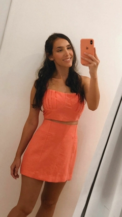 Conjunto Cropped e Shorts Saia Salmão - comprar online