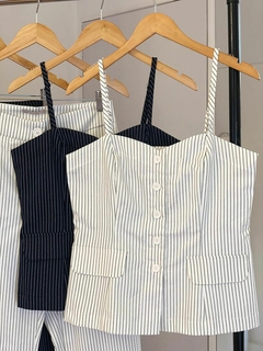 Conjunto Colete alongado Risca Giz - Historietas Boutique