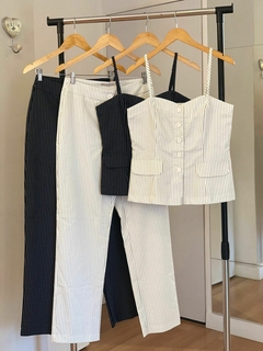 Conjunto Colete alongado Risca Giz