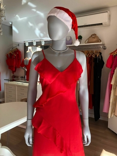 Vestido com babados acetinado - loja online