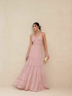 Vestido Longo Botões Vermelho - comprar online
