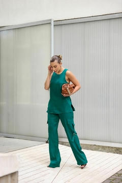 Conjunto Acetinado Verde Esmeralda