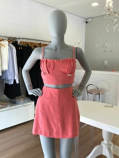 Conjunto Cropped e Shorts Saia Salmão - comprar online