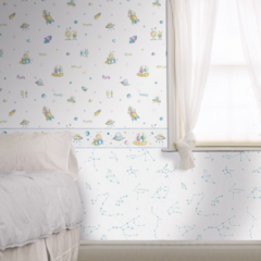 Papel de Parede Constelação - Branco e Azul na internet