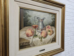 CUADRO "DURAZNOS Y JARRA DE PLATA" - SANSON ANTIGUEDADES 