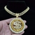 hip hop iced out bling rotativo colar de pingente de dólar - comprar online