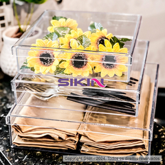 Kit Caixas 30x30x5 /20x20x5 /15x15x5 Cm Organizadoras Multiuso Transp C/ Tampa