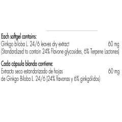 Ginkgo Biloba 60mg 100 Cápsulas Blandas - comprar en línea