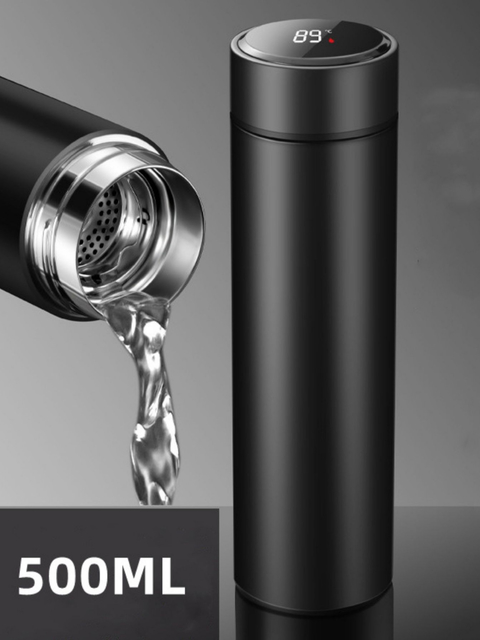 Garrafa Térmica Inox Inteligente 500ml Com Medidor De Temperatura Ideal Para Viagens e Escritório.