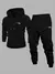 Conjunto de Hoodie e Calças Desportivas Casuais para Homem - Hoodie Amarelo com Estampa "PARTS", Calças Pretas com Bolsos com Zíper, Ajuste Largo para