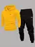Conjunto de Hoodie e Calças Desportivas Casuais para Homem - Hoodie Amarelo com Estampa "PARTS", Calças Pretas com Bolsos com Zíper, Ajuste Largo para - loja online