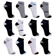 Kit Pacote de Meia Cano Curto Soquete Sport Adulto Masculino 12 Pares em Cores S
