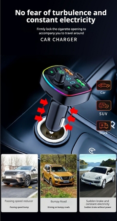 Q7 carregador de carro Bluetooth, transmissor FM, mãos livres, verdadeiro, port - comprar online