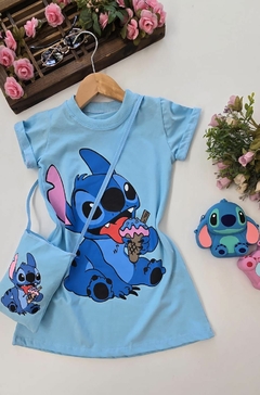 Imagem do Vestido Camisetão Stitch com Bolsa