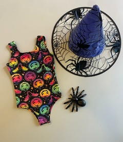 Body Halloween preto Abóbora colorida na internet