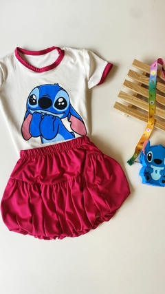 Conjunto Stitch Saia Balonê - Mig & Mel Kids