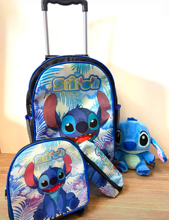 Kit Mochila Nacional 3 peças Stitch azul - comprar online