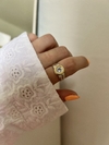 Anillo piedra cubic big plata & oro