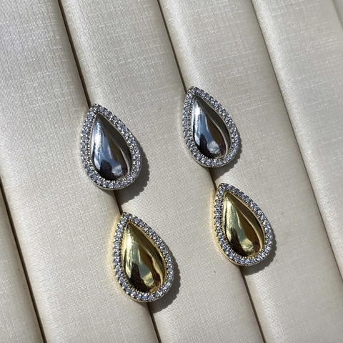 Brinco gota chapa zircônia