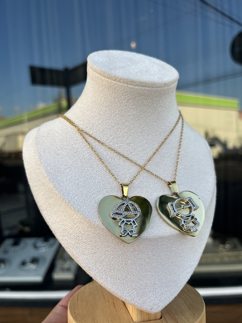 Colar Filhos coração chapa G