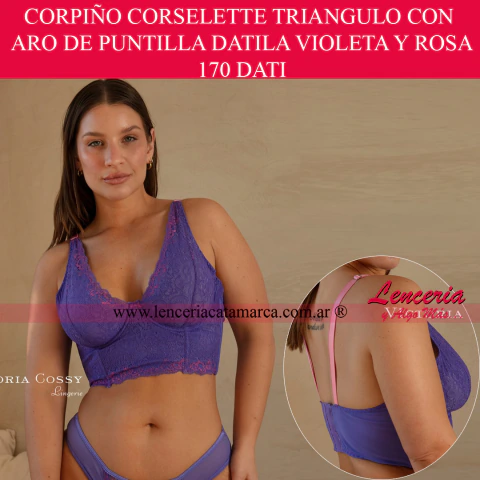 Comprar corpiño corset triangulito aro puntilla tul violeta rosa victoria cossy lenceria catamarca miriam brito lenceria tucuman