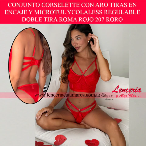 Comprar conjunto corselette aro tiras encaje microtul colaless regulable rojo victoria cossy lenceria catamarca miriam brito lenceria tucuman