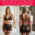 Mujer luciendo un sensual conjunto Lady color negro de 3 piezas, compuesto por corpiño triángulo soft de puntilla, bombacha colaless regulable y pollerita de puntilla con ligas incorporadas. Lencería de diseño.