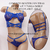 CATA CONJUNTO BUSTIER CON TIRAS DE ENCAJE Y TANGA DOBLE TIRA REGULABLE AZUL 27AZ