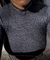 Body manga longa canelado