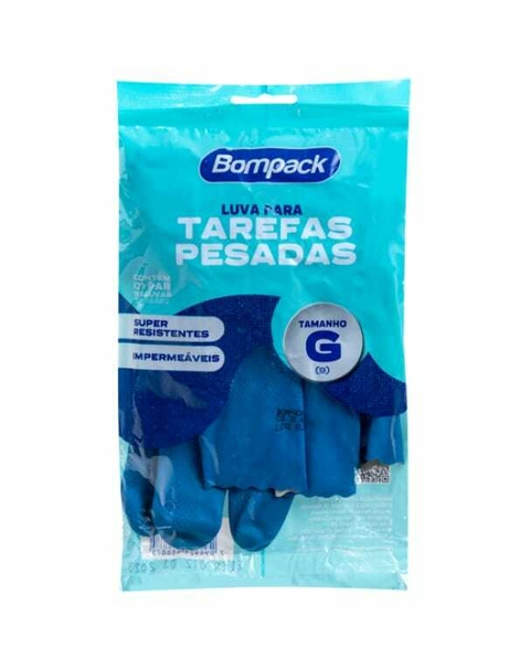 Luva Verniz Bompack Azul tamanho G Tarefas Pesadas