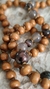 Calcedonia, Ágata, Cuarzo, Madera Palo Rosa. Japa Mala Rosario Budista. 108 cuentas. Meditación. Reiki. Yoga.