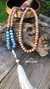 Japa Mala Rosario Budista Tibetano. Japa con 108 cuentas. Palo Rosa, Swarovski azul, cuenta nepalí hecha a mano - comprar en línea