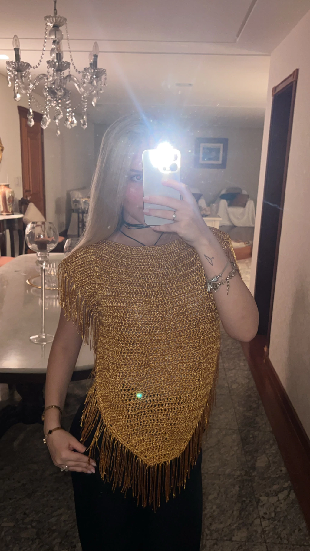 Poncho De Franjas Crochê