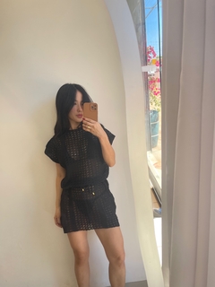 saída tricot manguinha preta - comprar online